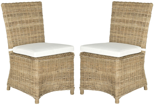 Safavieh SEBESI Side Chairs - Natural Rattan Dining Chairs for Cozy and Stylish Interiors - Ergonomic Design FOX1600A-SET2