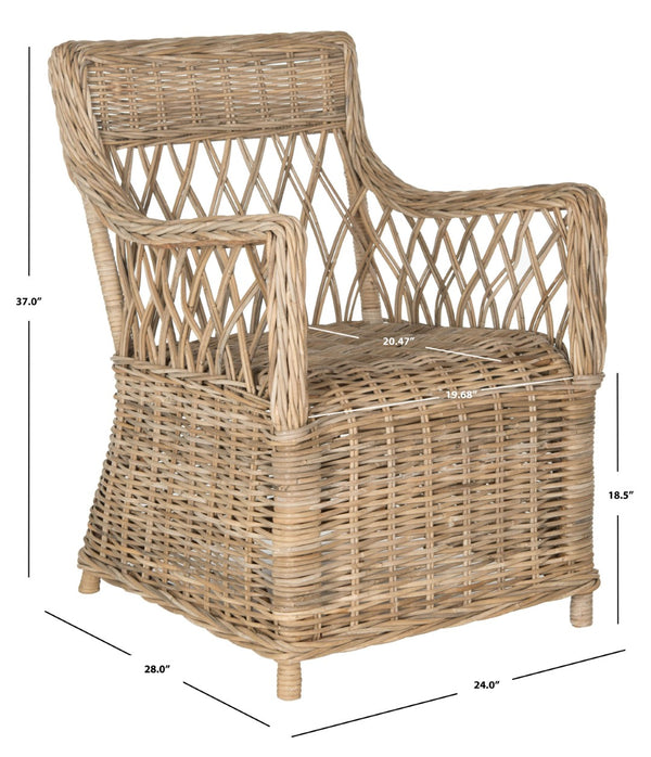 Safavieh Hinaku Rattan Arm Chair - Timeless Elegance For Living Rooms, Sunrooms, And Cozy Outdoor Spaces FOX1603A