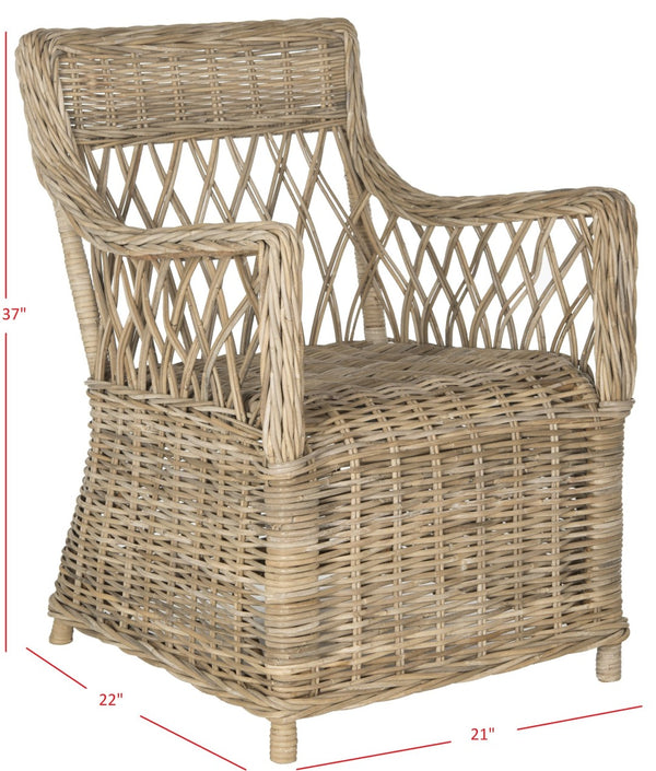 Safavieh Hinaku Rattan Arm Chair - Timeless Elegance For Living Rooms, Sunrooms, And Cozy Outdoor Spaces FOX1603A