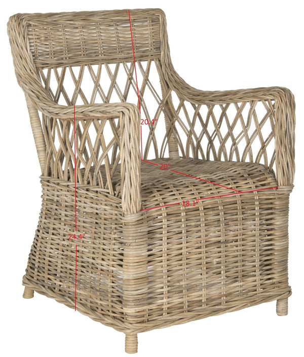 Safavieh Hinaku Rattan Arm Chair - Timeless Elegance For Living Rooms, Sunrooms, And Cozy Outdoor Spaces FOX1603A