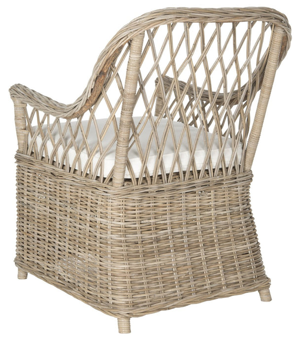Safavieh Maluku Rattan Arm Chair - Coastal Charm Accent Chair With Plush Cushion For Indoor & Outdoor Spaces FOX1604A