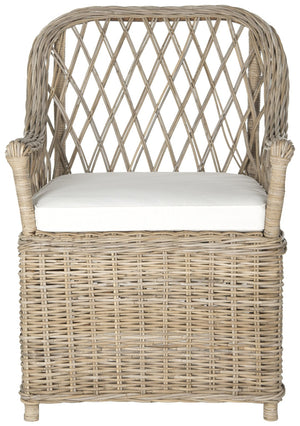 Safavieh Maluku Rattan Arm Chair - Coastal Charm Accent Chair With Plush Cushion For Indoor & Outdoor Spaces FOX1604A
