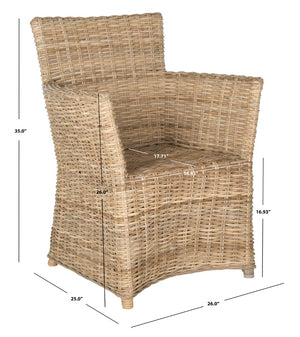 Safavieh Natuna Rattan Arm Chair - Coastal-Inspired Design, Hand-Woven Rattan For Living Room & Dining Spaces FOX1605A