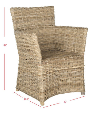 Safavieh Natuna Rattan Arm Chair - Coastal-Inspired Design, Hand-Woven Rattan For Living Room & Dining Spaces FOX1605A