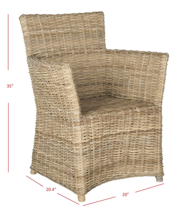 Safavieh Natuna Rattan Arm Chair - Coastal-Inspired Design, Hand-Woven Rattan For Living Room & Dining Spaces FOX1605A