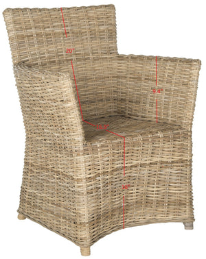 Safavieh Natuna Rattan Arm Chair - Coastal-Inspired Design, Hand-Woven Rattan For Living Room & Dining Spaces FOX1605A