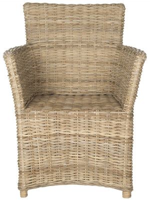 Safavieh Natuna Rattan Arm Chair - Coastal-Inspired Design, Hand-Woven Rattan For Living Room & Dining Spaces FOX1605A