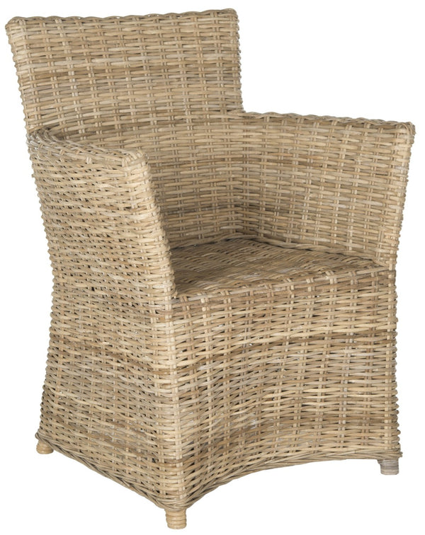 Safavieh Natuna Rattan Arm Chair - Coastal-Inspired Design, Hand-Woven Rattan For Living Room & Dining Spaces FOX1605A