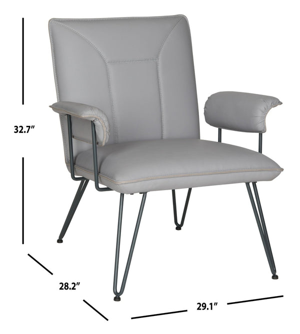 Safavieh Johannes 17.3" Mid-Century Modern Leather Armchair – Stylish, Durable, And Perfect For Any Space Grey FOX1700B