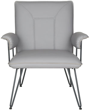 Safavieh Johannes 17.3" Mid-Century Modern Leather Armchair – Stylish, Durable, And Perfect For Any Space Grey FOX1700B