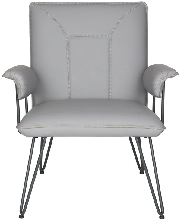 Safavieh Johannes 17.3" Mid-Century Modern Leather Armchair – Stylish, Durable, And Perfect For Any Space Grey FOX1700B