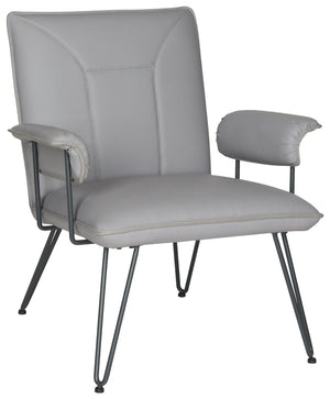 Safavieh Johannes 17.3" Mid-Century Modern Leather Armchair – Stylish, Durable, And Perfect For Any Space Grey FOX1700B