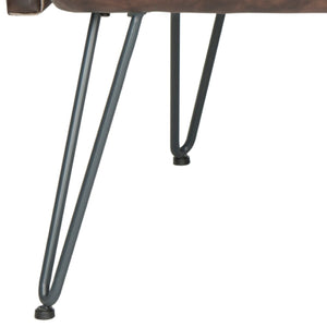 Safavieh Johannes Mid-Century Modern Settee - Stylish Vegan Leather Sofa With Hairpin Legs For Chic Spaces Antique Brown FOX1701A