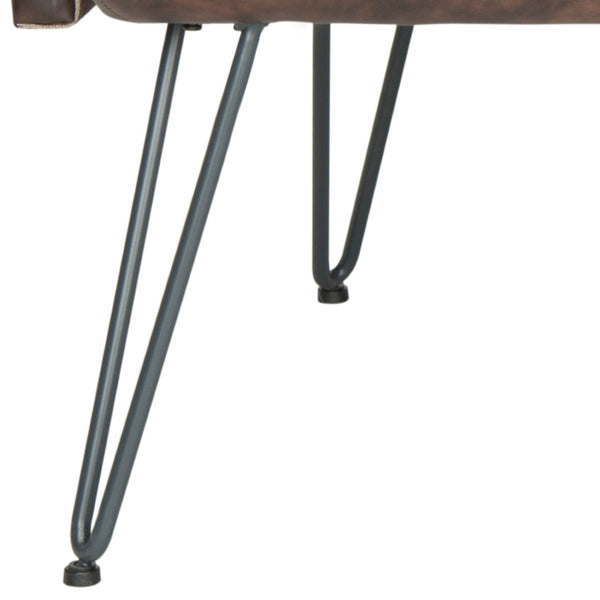 Safavieh Johannes Mid-Century Modern Settee - Stylish Vegan Leather Sofa With Hairpin Legs For Chic Spaces Antique Brown FOX1701A