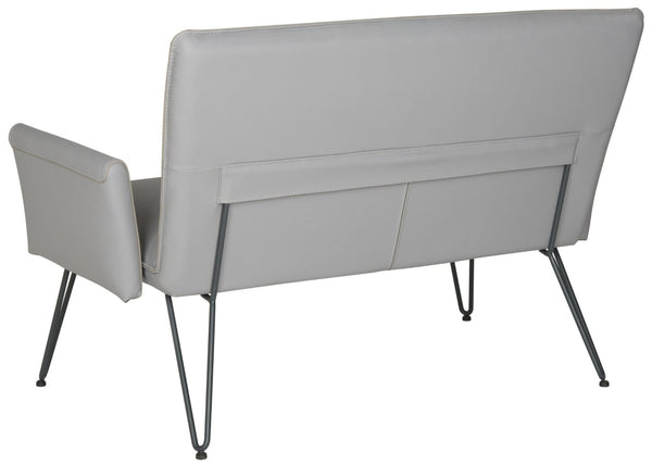 Safavieh Johannes Mid-Century Modern Settee - Stylish Vegan Leather Sofa With Hairpin Legs For Chic Spaces Grey FOX1701B