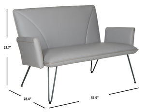 Safavieh Johannes Mid-Century Modern Settee - Stylish Vegan Leather Sofa With Hairpin Legs For Chic Spaces Grey FOX1701B
