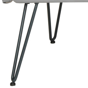 Safavieh Johannes Mid-Century Modern Settee - Stylish Vegan Leather Sofa With Hairpin Legs For Chic Spaces Grey FOX1701B