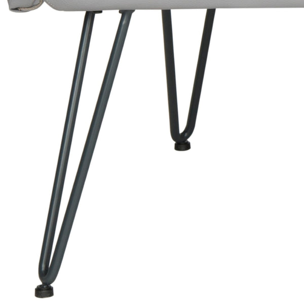 Safavieh Johannes Mid-Century Modern Settee - Stylish Vegan Leather Sofa With Hairpin Legs For Chic Spaces Grey FOX1701B
