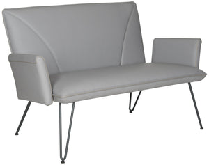 Safavieh Johannes Mid-Century Modern Settee - Stylish Vegan Leather Sofa With Hairpin Legs For Chic Spaces Grey FOX1701B