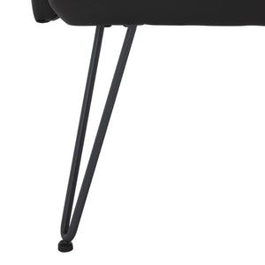 Safavieh Johannes Mid-Century Modern Settee - Stylish Vegan Leather Sofa With Hairpin Legs For Chic Spaces Black FOX1701D