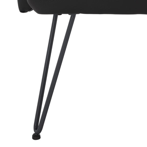 Safavieh Johannes Mid-Century Modern Settee - Stylish Vegan Leather Sofa With Hairpin Legs For Chic Spaces Black FOX1701D