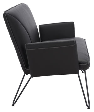 Safavieh Johannes Mid-Century Modern Settee - Stylish Vegan Leather Sofa With Hairpin Legs For Chic Spaces Black FOX1701D