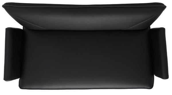 Safavieh Johannes Mid-Century Modern Settee - Stylish Vegan Leather Sofa With Hairpin Legs For Chic Spaces Black FOX1701D
