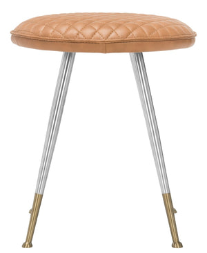 Safavieh Brinley 30"H Mid-Century Modern Stool - Vintage-Inspired Mustard Upholstery For Stylish Spaces Mustard /Silver FOX1704A