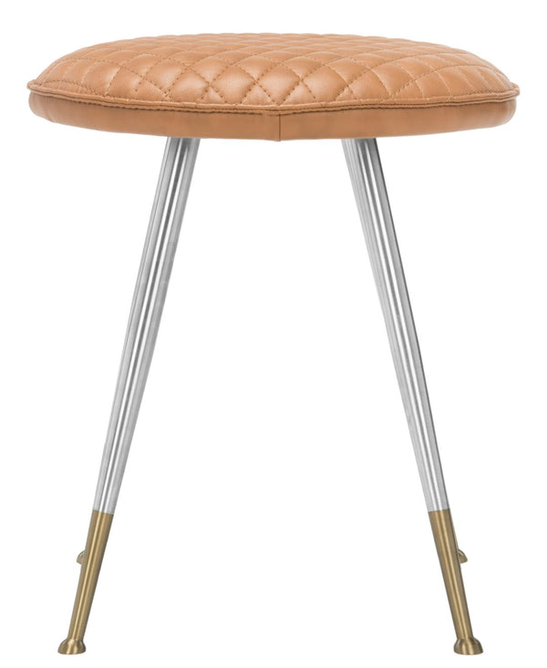 Safavieh Brinley 30"H Mid-Century Modern Stool - Vintage-Inspired Mustard Upholstery For Stylish Spaces Mustard /Silver FOX1704A
