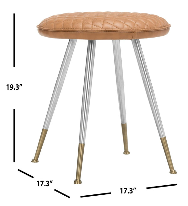 Safavieh Brinley 30"H Mid-Century Modern Stool - Vintage-Inspired Mustard Upholstery For Stylish Spaces Mustard /Silver FOX1704A