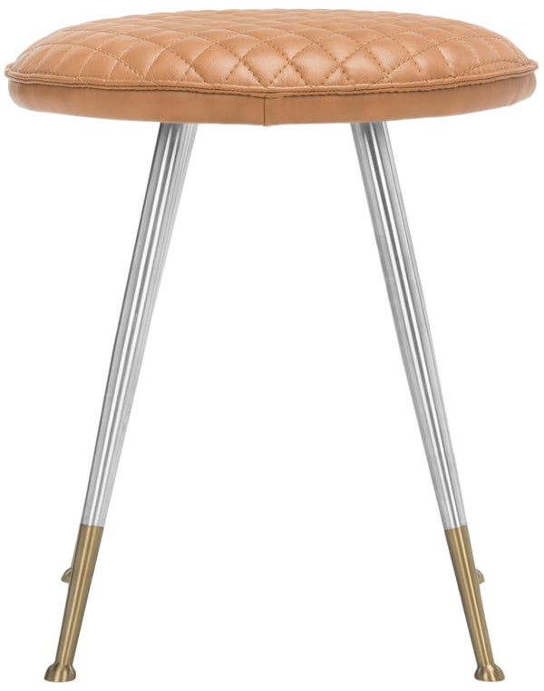 Safavieh Brinley 30"H Mid-Century Modern Stool - Vintage-Inspired Mustard Upholstery For Stylish Spaces Mustard /Silver FOX1704A