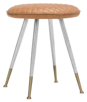 Safavieh Brinley 30"H Mid-Century Modern Stool - Vintage-Inspired Mustard Upholstery For Stylish Spaces Mustard /Silver FOX1704A