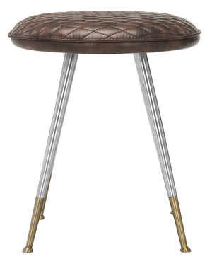 Safavieh Brinley 30"H Mid-Century Modern Stool - Vintage-Inspired Mustard Upholstery For Stylish Spaces Dark Brown /Silver FOX1704B