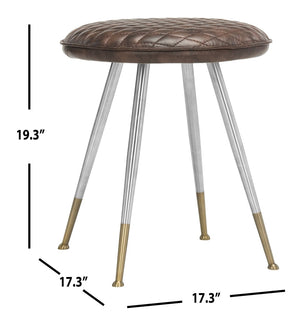 Safavieh Brinley 30"H Mid-Century Modern Stool - Vintage-Inspired Mustard Upholstery For Stylish Spaces Dark Brown /Silver FOX1704B