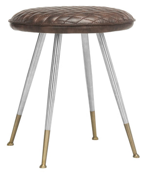 Safavieh Brinley 30"H Mid-Century Modern Stool - Vintage-Inspired Mustard Upholstery For Stylish Spaces Dark Brown /Silver FOX1704B