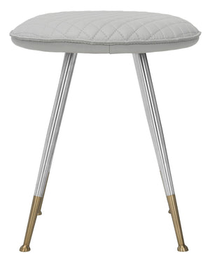 Safavieh Brinley 30"H Mid-Century Modern Stool - Vintage-Inspired Mustard Upholstery For Stylish Spaces Light Grey/Silver FOX1704C