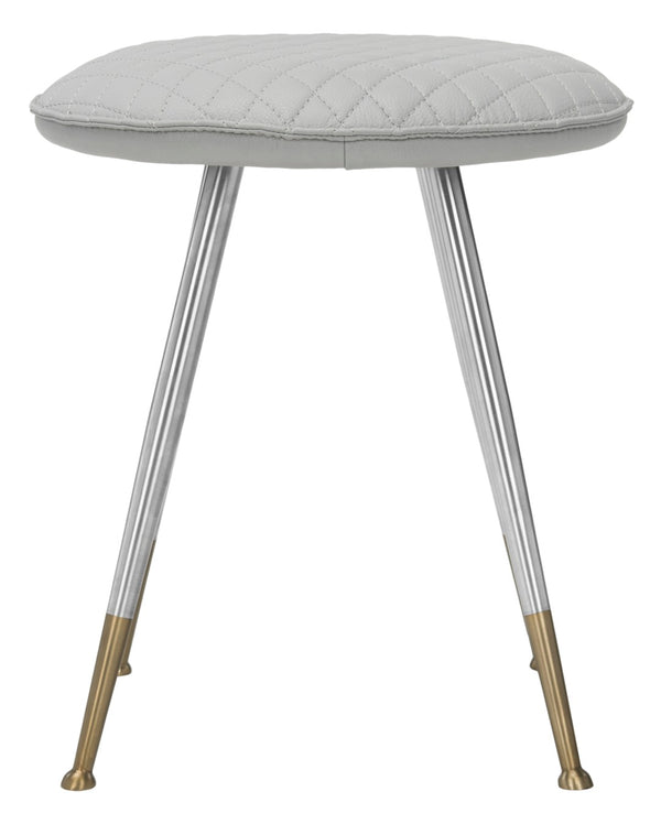 Safavieh Brinley 30"H Mid-Century Modern Stool - Vintage-Inspired Mustard Upholstery For Stylish Spaces Light Grey/Silver FOX1704C