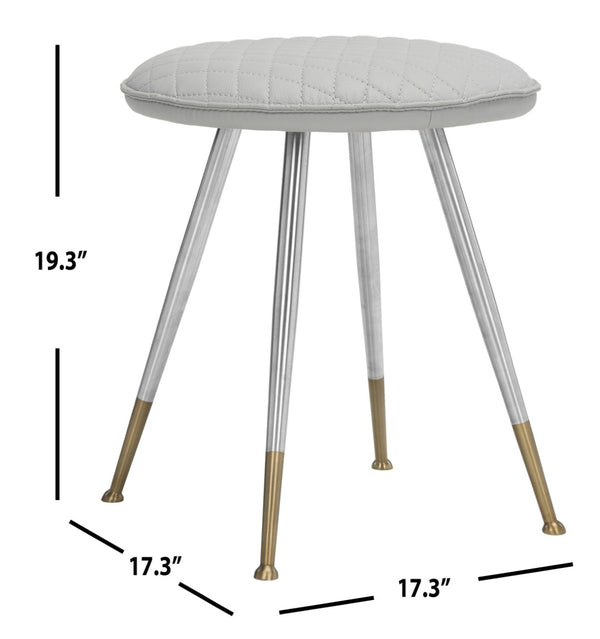Safavieh Brinley 30"H Mid-Century Modern Stool - Vintage-Inspired Mustard Upholstery For Stylish Spaces Light Grey/Silver FOX1704C