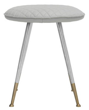 Safavieh Brinley 30"H Mid-Century Modern Stool - Vintage-Inspired Mustard Upholstery For Stylish Spaces Light Grey/Silver FOX1704C