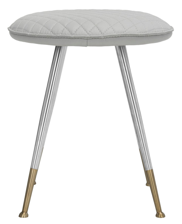 Safavieh Brinley 30"H Mid-Century Modern Stool - Vintage-Inspired Mustard Upholstery For Stylish Spaces Light Grey/Silver FOX1704C