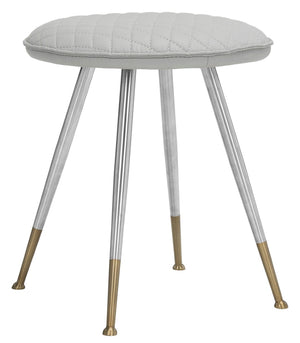 Safavieh Brinley 30"H Mid-Century Modern Stool - Vintage-Inspired Mustard Upholstery For Stylish Spaces Light Grey/Silver FOX1704C
