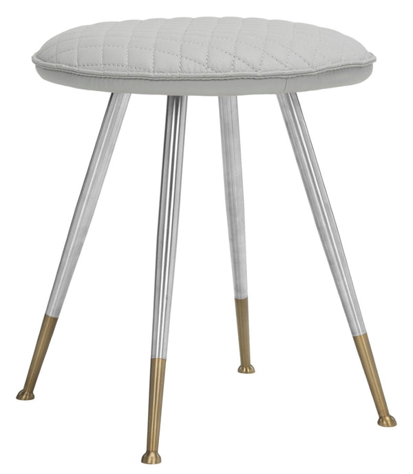 Safavieh Brinley 30"H Mid-Century Modern Stool - Vintage-Inspired Mustard Upholstery For Stylish Spaces Light Grey/Silver FOX1704C