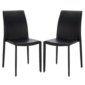 Safavieh KORBIN Side Chairs - Modern Industrial Dining Seating from the Fox Collection for Stylish Comfort Black FOX2000B-SET2