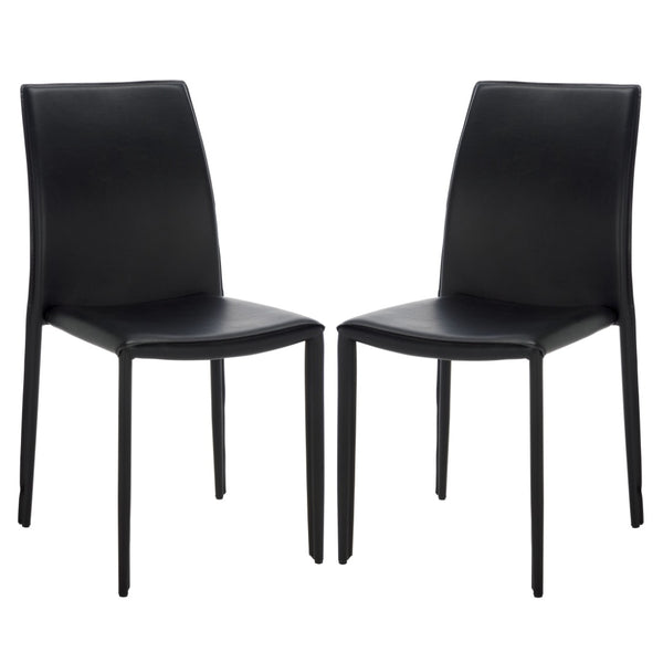 Safavieh KORBIN Side Chairs - Modern Industrial Dining Seating from the Fox Collection for Stylish Comfort Black FOX2000B-SET2