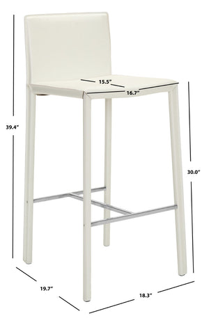 Safavieh JASON 30" Barstools - Modern Minimalist Design for Stylish Kitchens, Bars, and Hospitality Spaces White FOX2002A-SET2