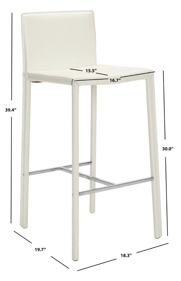Safavieh JASON 30" Barstools - Modern Minimalist Design for Stylish Kitchens, Bars, and Hospitality Spaces White FOX2002A-SET2