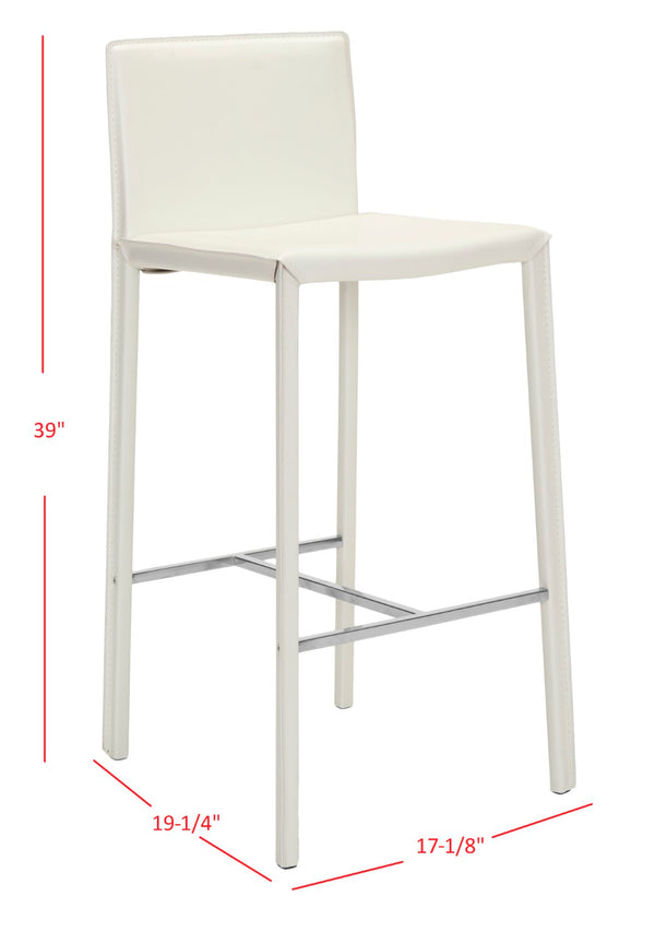 Safavieh JASON 30" Barstools - Modern Minimalist Design for Stylish Kitchens, Bars, and Hospitality Spaces White FOX2002A-SET2