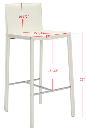 Safavieh JASON 30" Barstools - Modern Minimalist Design for Stylish Kitchens, Bars, and Hospitality Spaces White FOX2002A-SET2