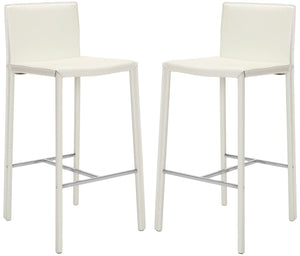 Safavieh JASON 30" Barstools - Modern Minimalist Design for Stylish Kitchens, Bars, and Hospitality Spaces White FOX2002A-SET2
