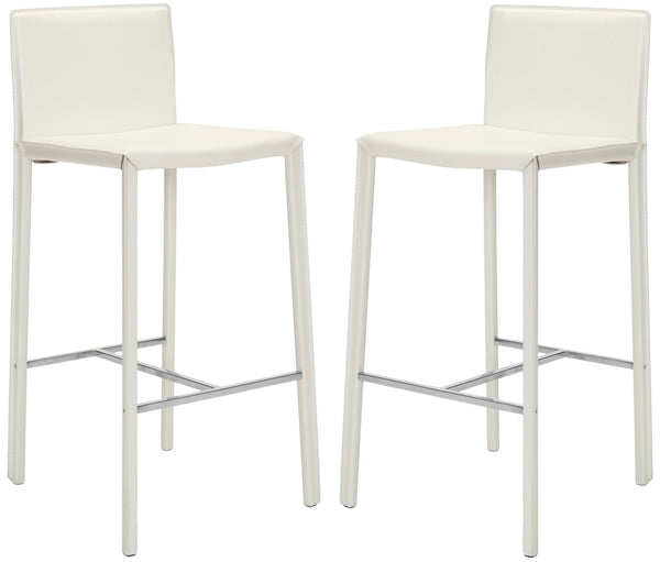 Safavieh JASON 30" Barstools - Modern Minimalist Design for Stylish Kitchens, Bars, and Hospitality Spaces White FOX2002A-SET2